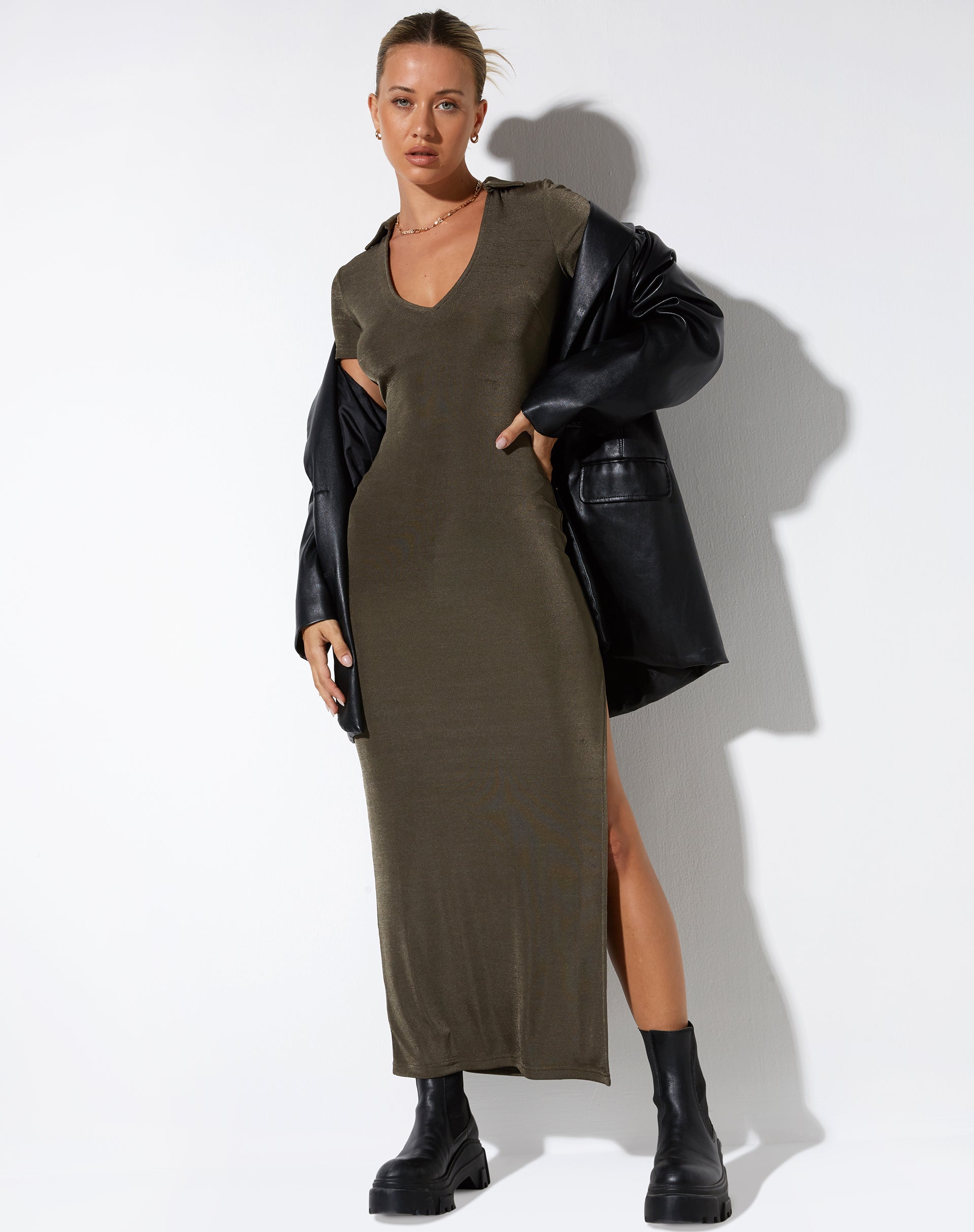 IMAGE OF Savita Maxi Dress in Dark Olive