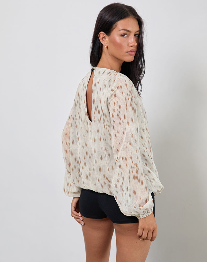 Image of Seita Oversized Blouse in Ivory Bambi Print