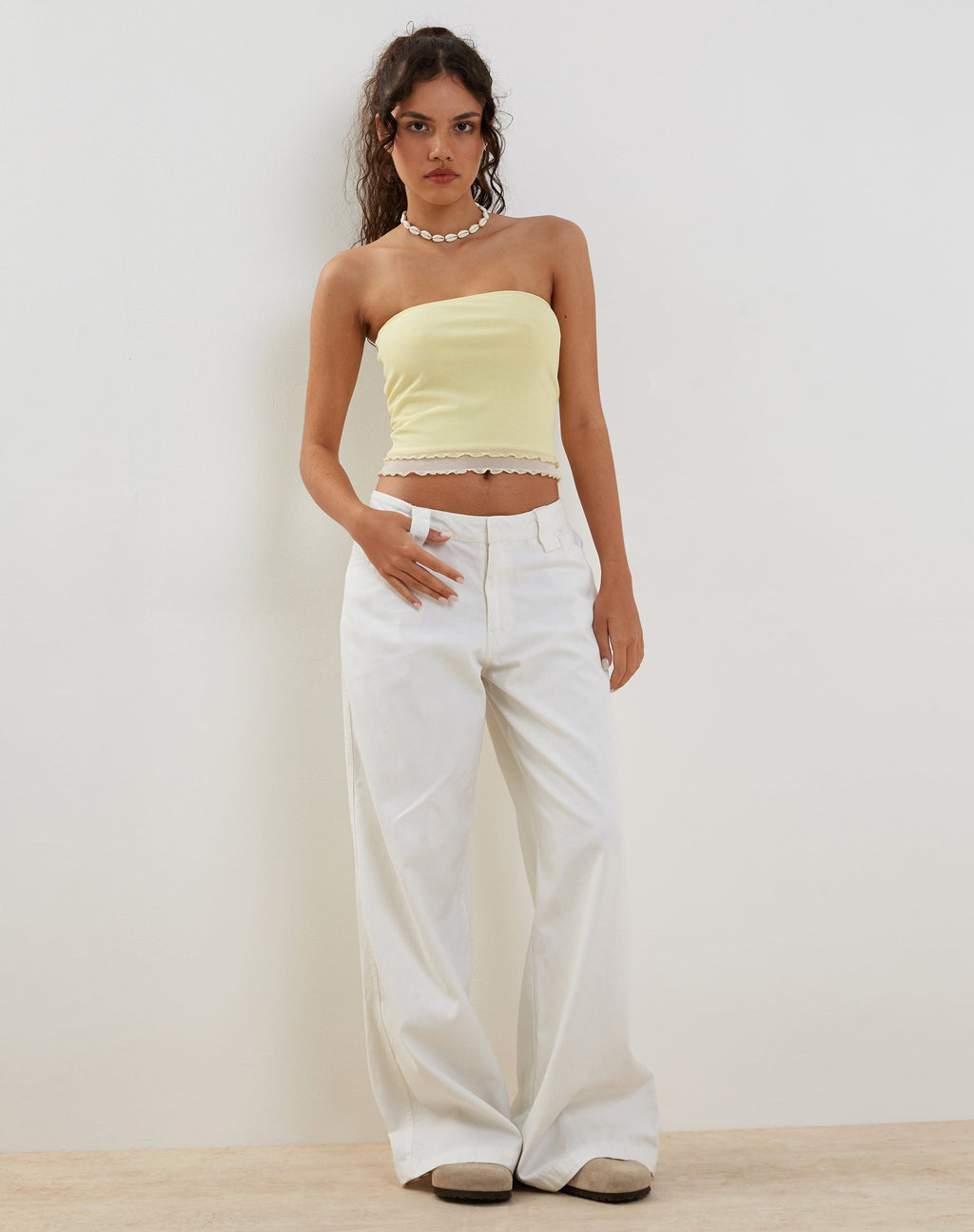 Seka Bandeau Mesh Top in Lemon