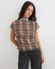 Image of Sekala Top in Brown and Pink Blurry Check