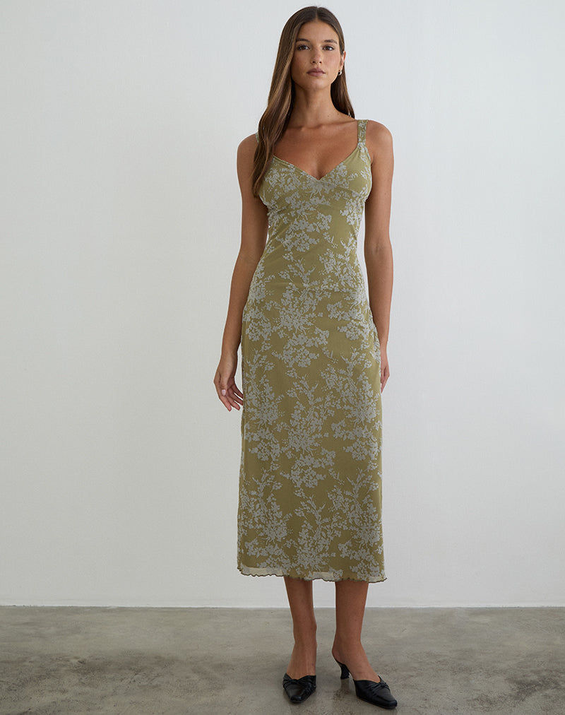 Imagen del vestido midi Selayu en color Moss Petal Olive