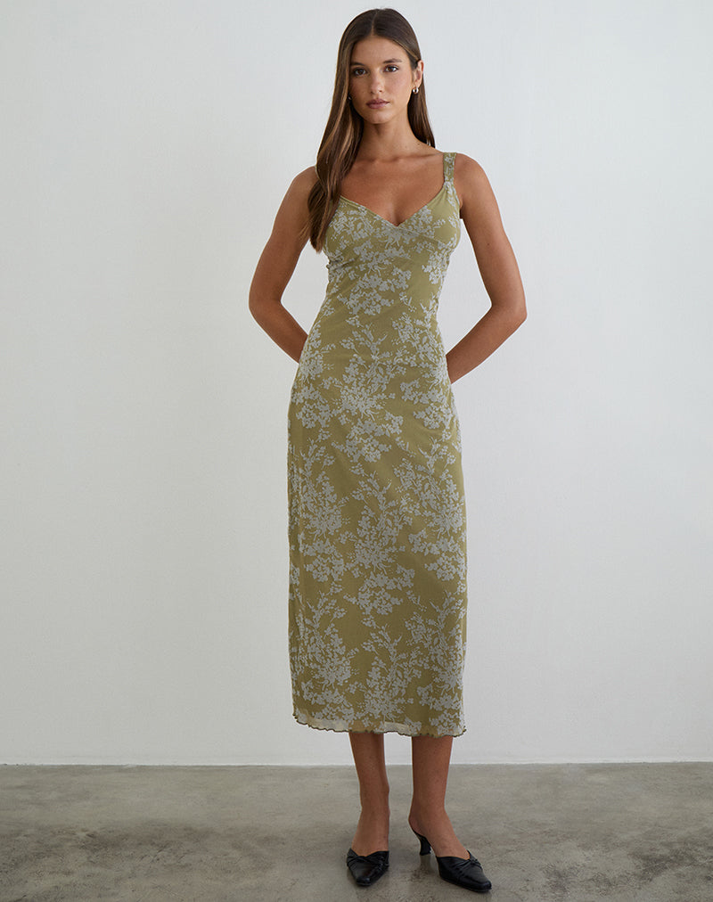 Vestido midi Selayu en color Moss Petal Olive