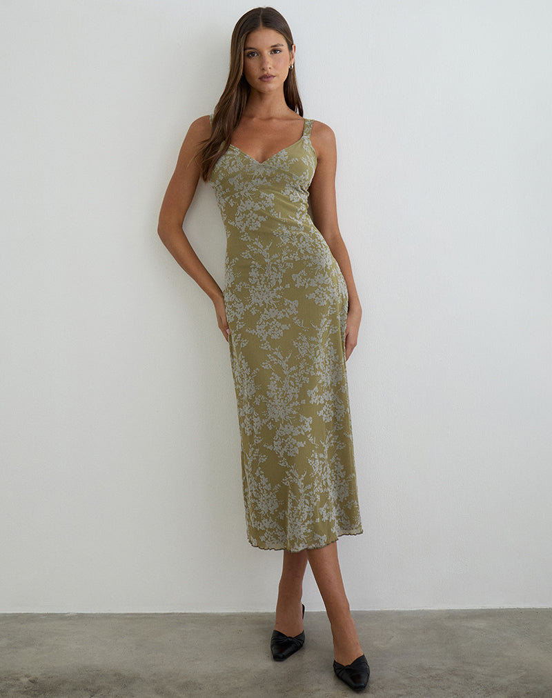 Imagen del vestido midi Selayu en color Moss Petal Olive