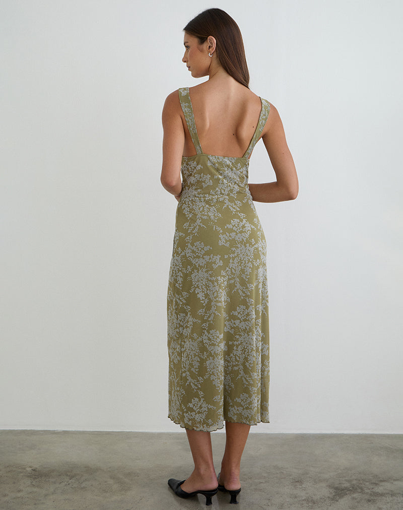 Imagen del vestido midi Selayu en color Moss Petal Olive