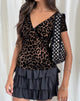 Image of Selina Top in Flocked Rar Leopard