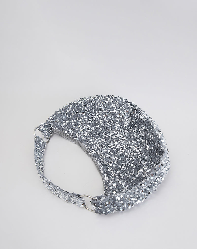 Image of Sequin Hobo Bag in Silver