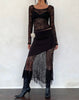 Image of Seraphina Asymmetric Lace Hem Maxi Skirt in Black