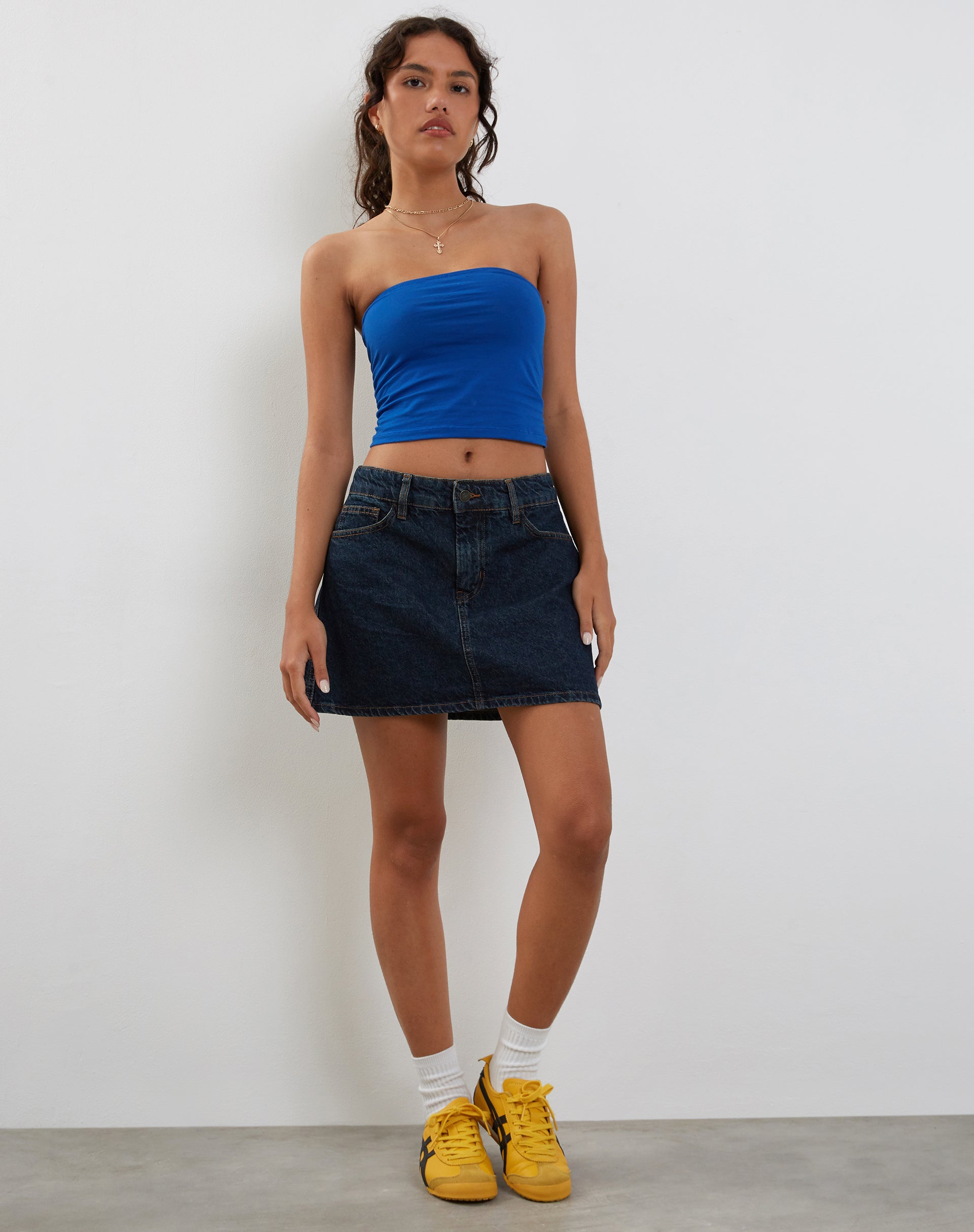 Cobalt blue hotsell denim skirt