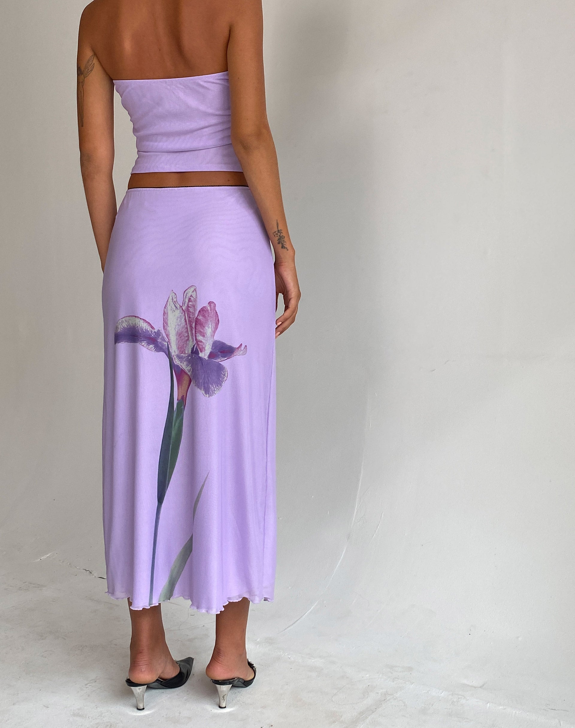 Lilac silk midi clearance skirt