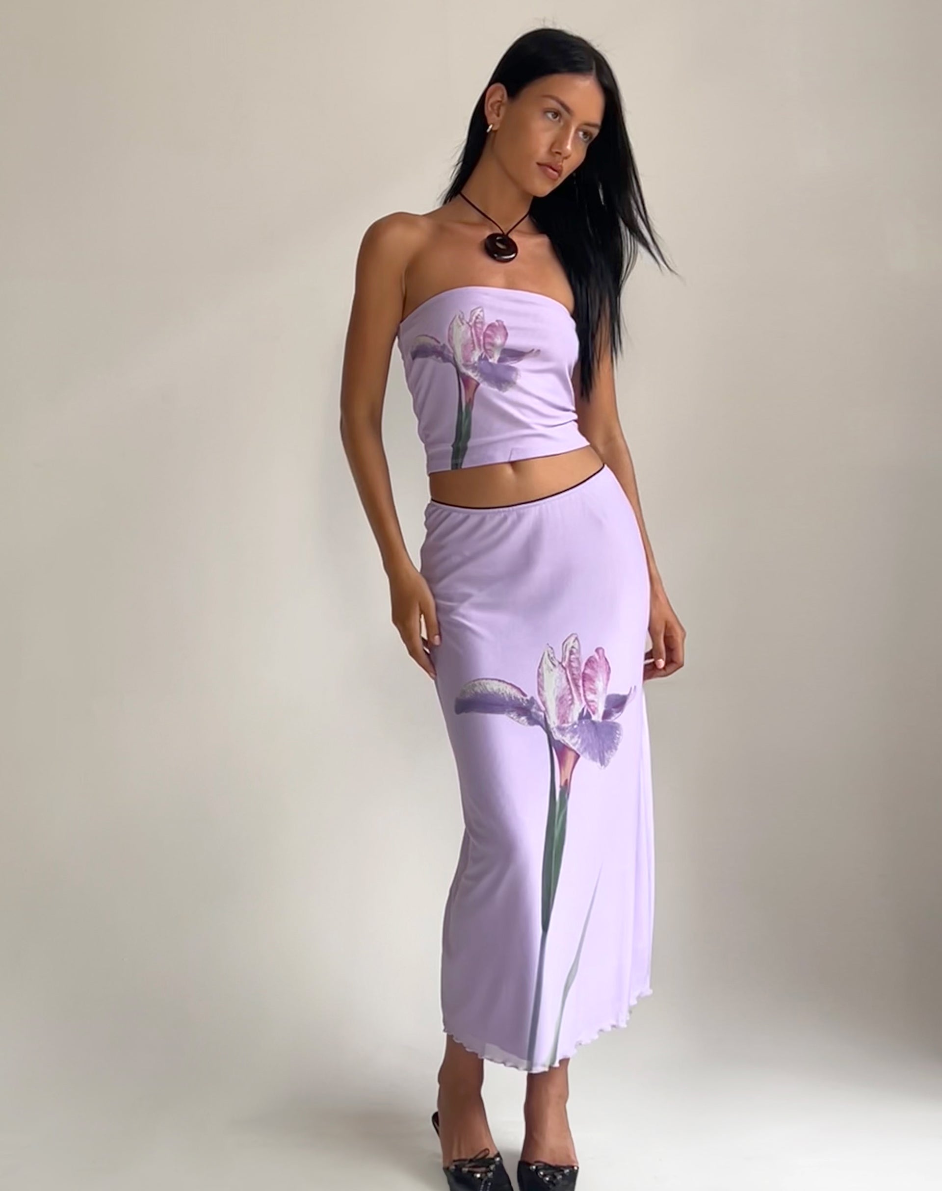 image of Shae Bandeau Top in Lilac Flower Placement