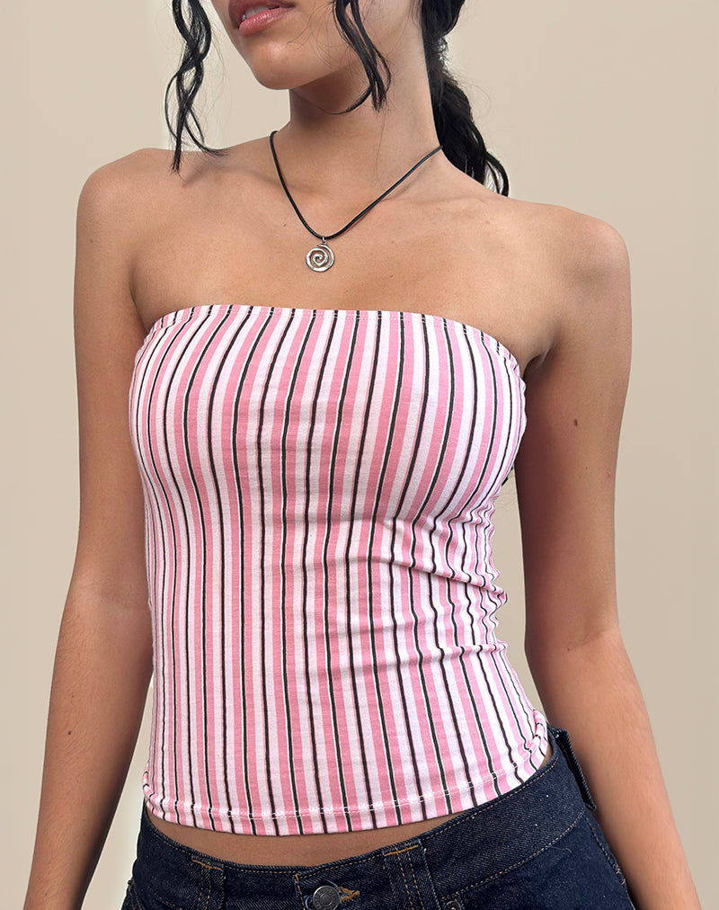 Shaelo Bandeau-Top in Nadelstreifen Rosa