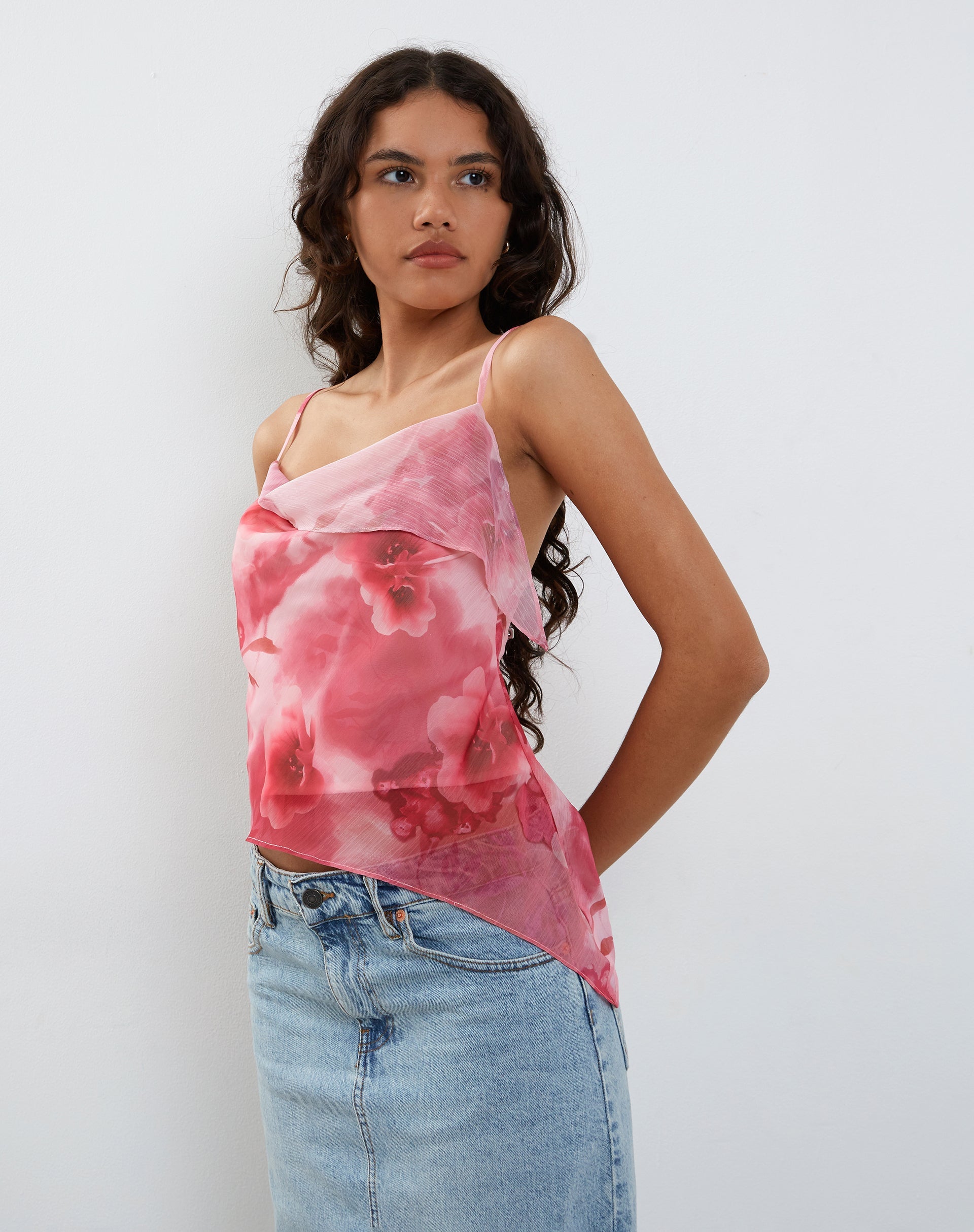 image of Shahira Top in Watercolour Floral Pink