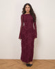 Image of Shaleed Dress in Botanical Flower Maroon