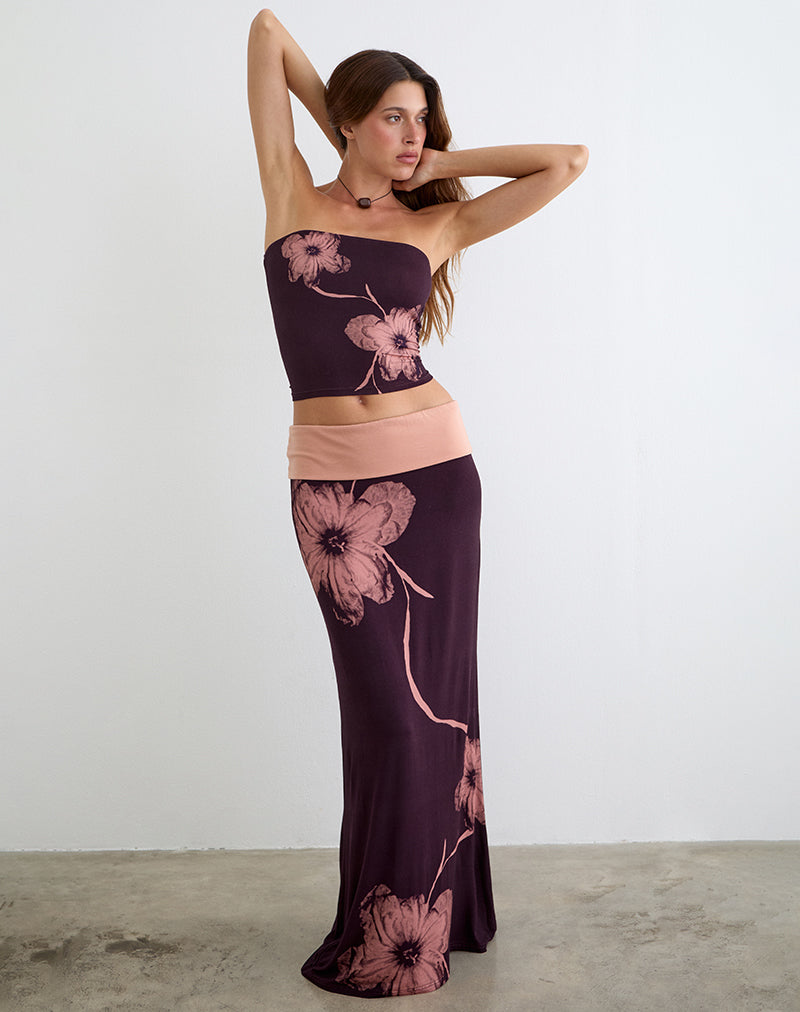 Mini Shali Burgundy Bandeau Top with Flower Silhouette | Shali – motelrocks-com-eur
