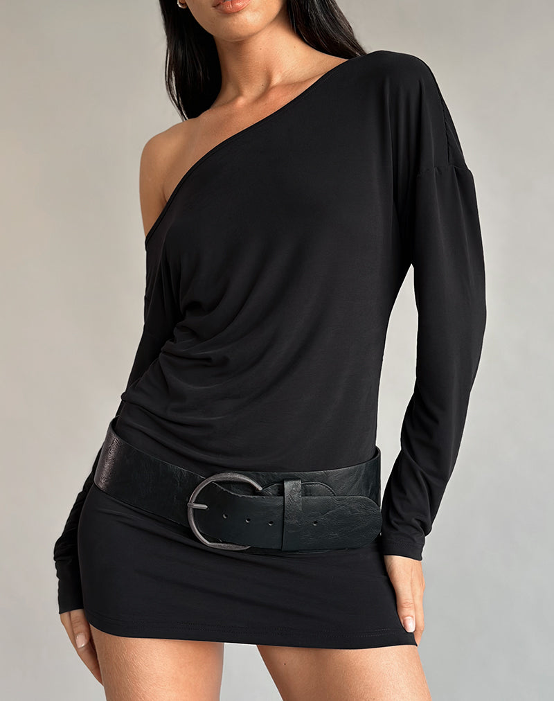 Image of Shelisa Slouchy Mini Dress in Black