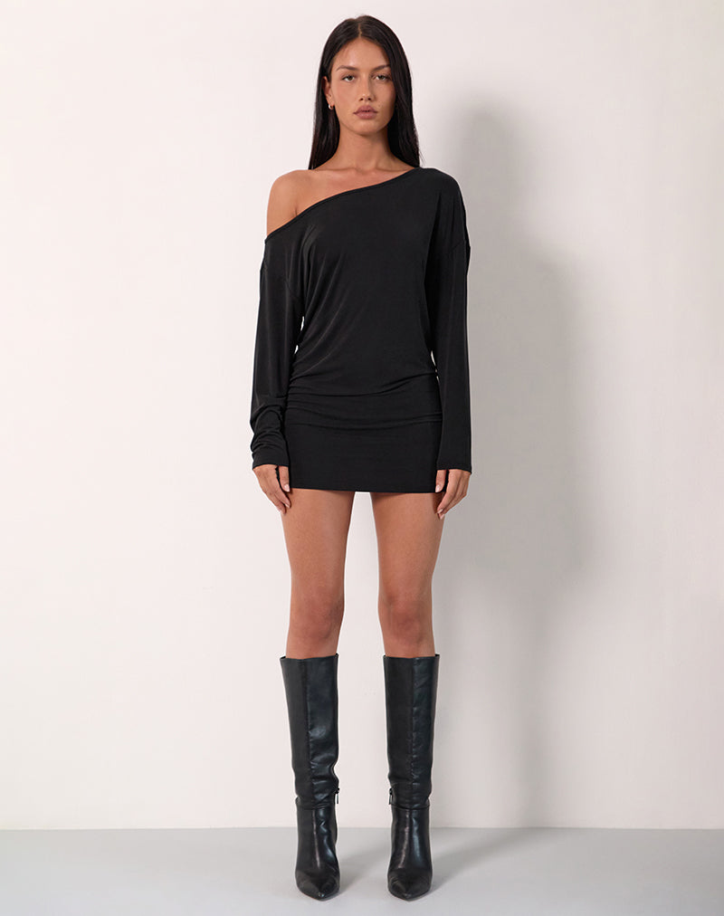 Image of Shelisa Slouchy Mini Dress in Black