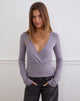 Image of Sheon Long Sleeve Top In Rayon Jersey Grey Lavender