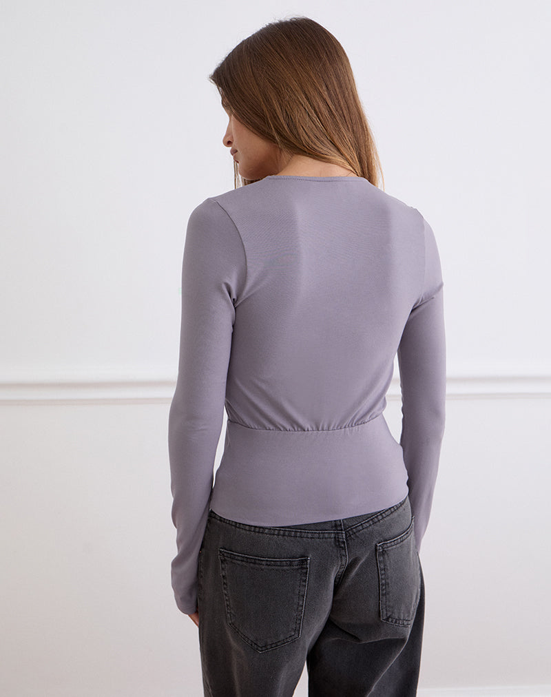 Image of Sheon Long Sleeve Top In Rayon Jersey Grey Lavender