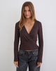 Image of Sheon Long Sleeve Top in Rayon Jersey Brown with Micro Polka Print
