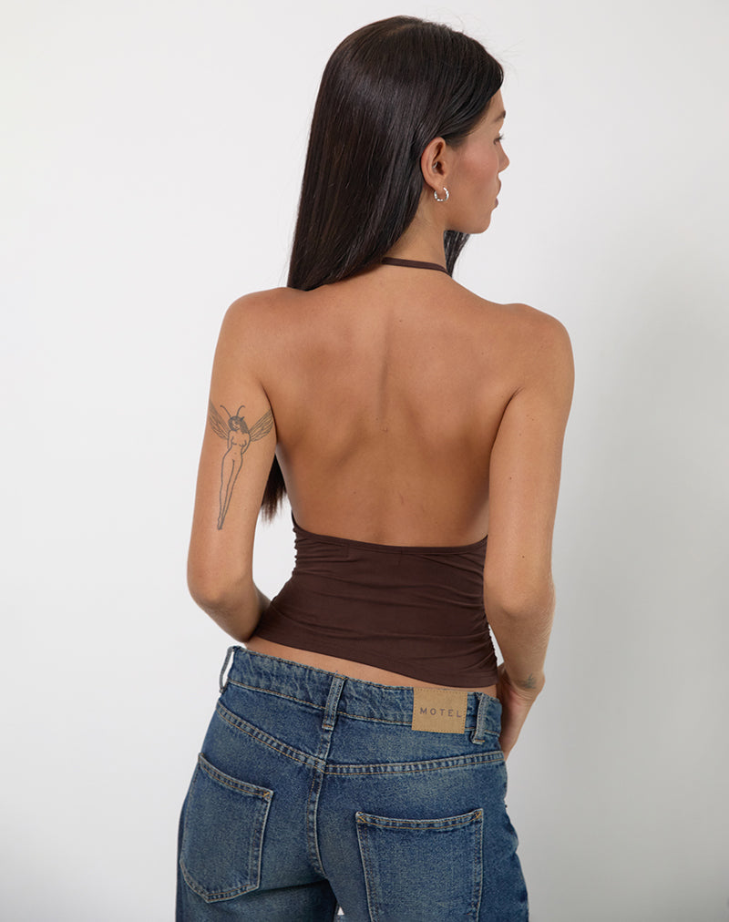 Image of Sherlyn Halter Top In Bitter Chocolate