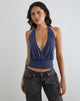 Image of Sherlyn Halter Top in Cupro Navy