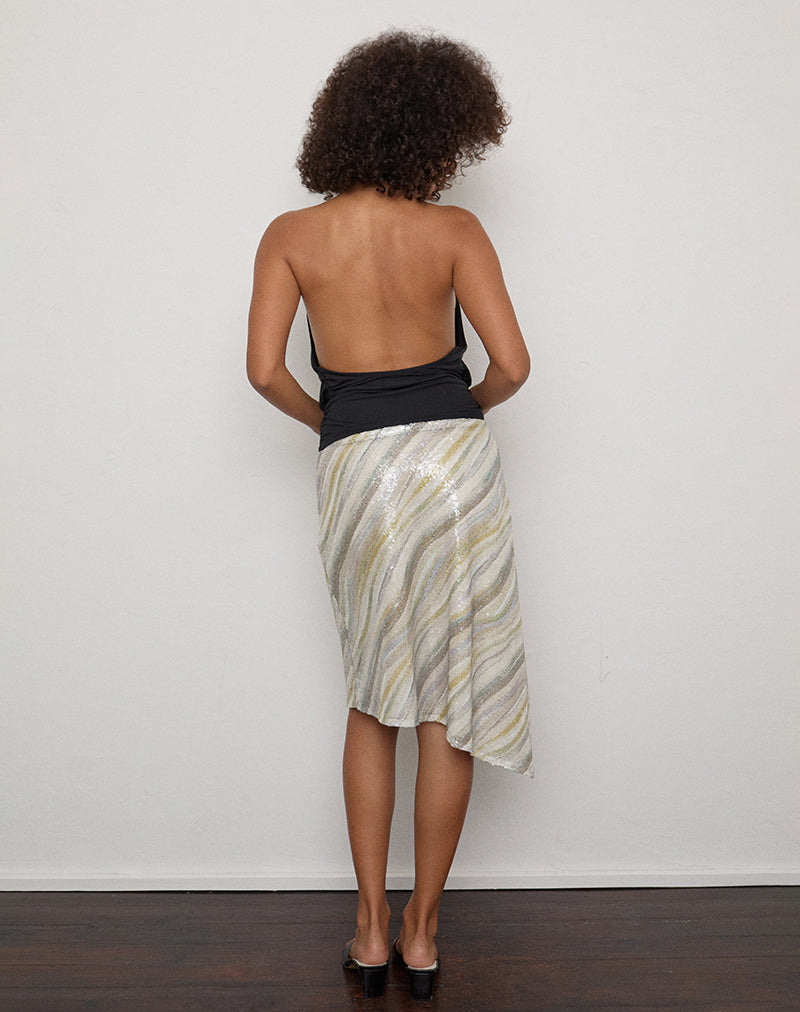 Image of Zimi Skirt in Stripe Sequin Light Taupe