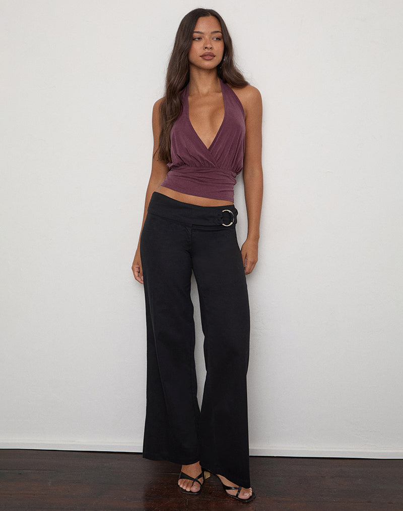 Image of Sherlyn Halter Top in Cupro Deep Purple