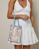 Image of Shi Bag in Natural Lace Embroidery with Blue Satin Binding