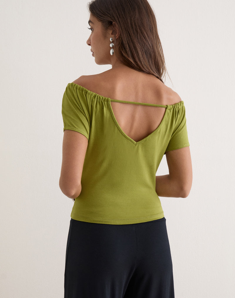 Image of Sibila Off Shoulder Top in Moss Green