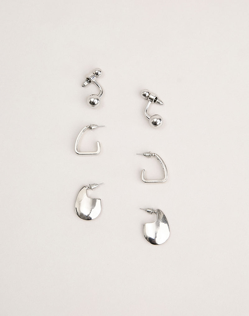 Silver Plated Two Ball Earrings with a Silver Plated Hoop