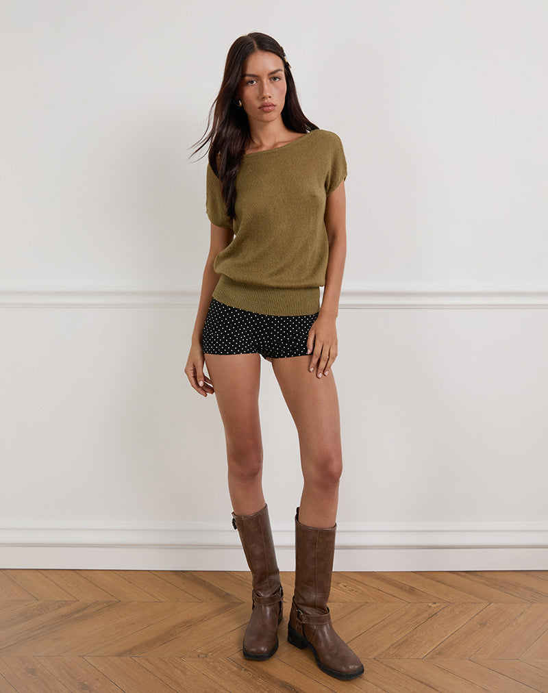 Olive Sheer Knit Scoopback Top | Sinda – motelrocks-com-eur