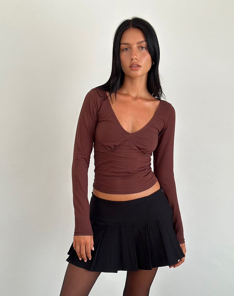 Image of Sisil Long Sleeve Top in Bitter Chocolate