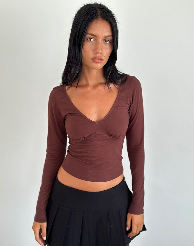 Sisil Long Sleeve Top in Bitter Chocolate
