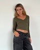 Image of Sisil Long Sleeve Top in Olive