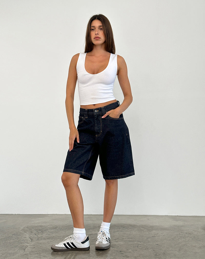 Image of Low Rise Skater Short in Indigo