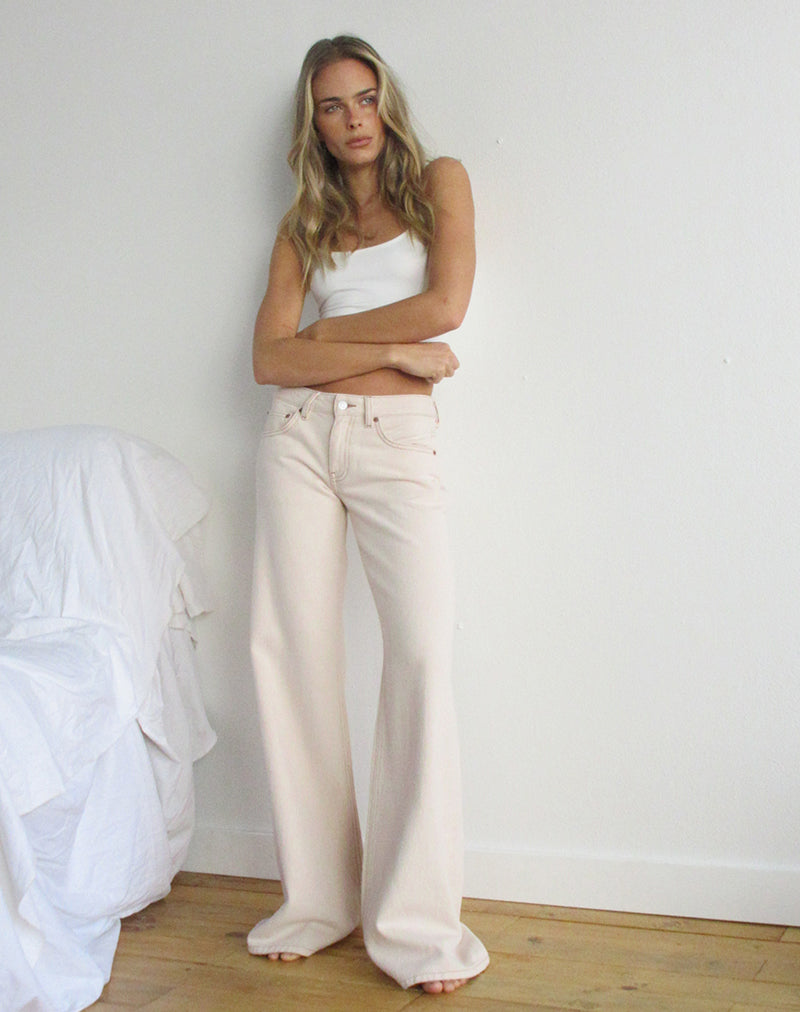 Image of Low Rise Slouchy Flare Jeans in Twill Off White
