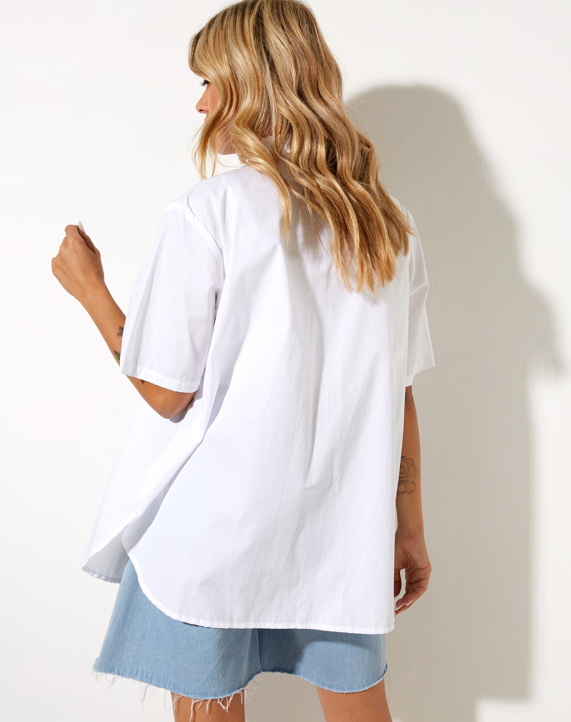 Image of Smith Short Sleeve Shirt in Poplin White