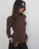 Image of Soha Long Sleeve Top in Sheer Knit Dark Chocolate