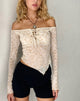 Image of Sola Bardot Top in Beige Dainty Floral Flock