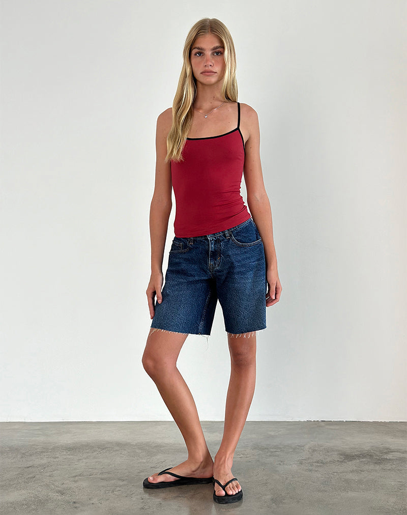 Image of Solani Top in Adrenaline Red with Black Binding