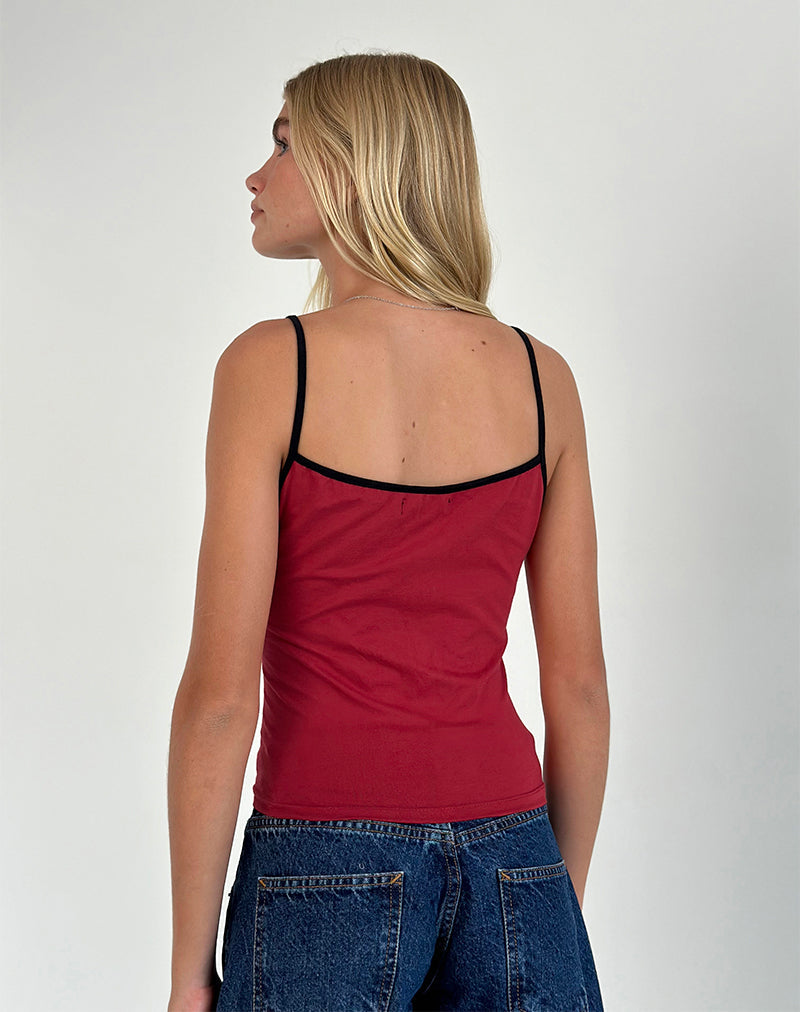 Image of Solani Top in Adrenaline Red with Black Binding