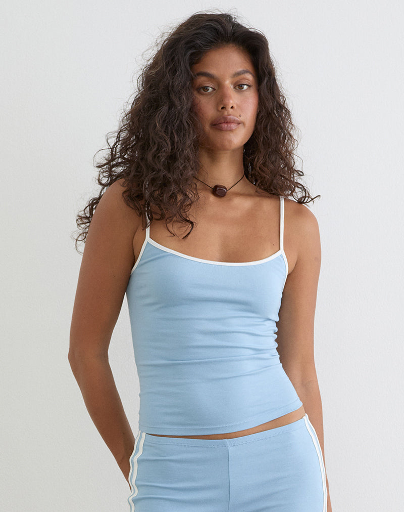 Image of Solani Top in Nantucket Blue with Off White Binding