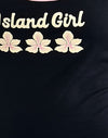 Black with Baby Pink Binding and Island Girl Print