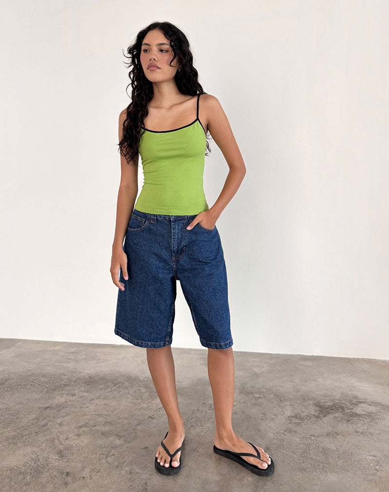 Image of Solani Top in Wasabi with Black Binding
