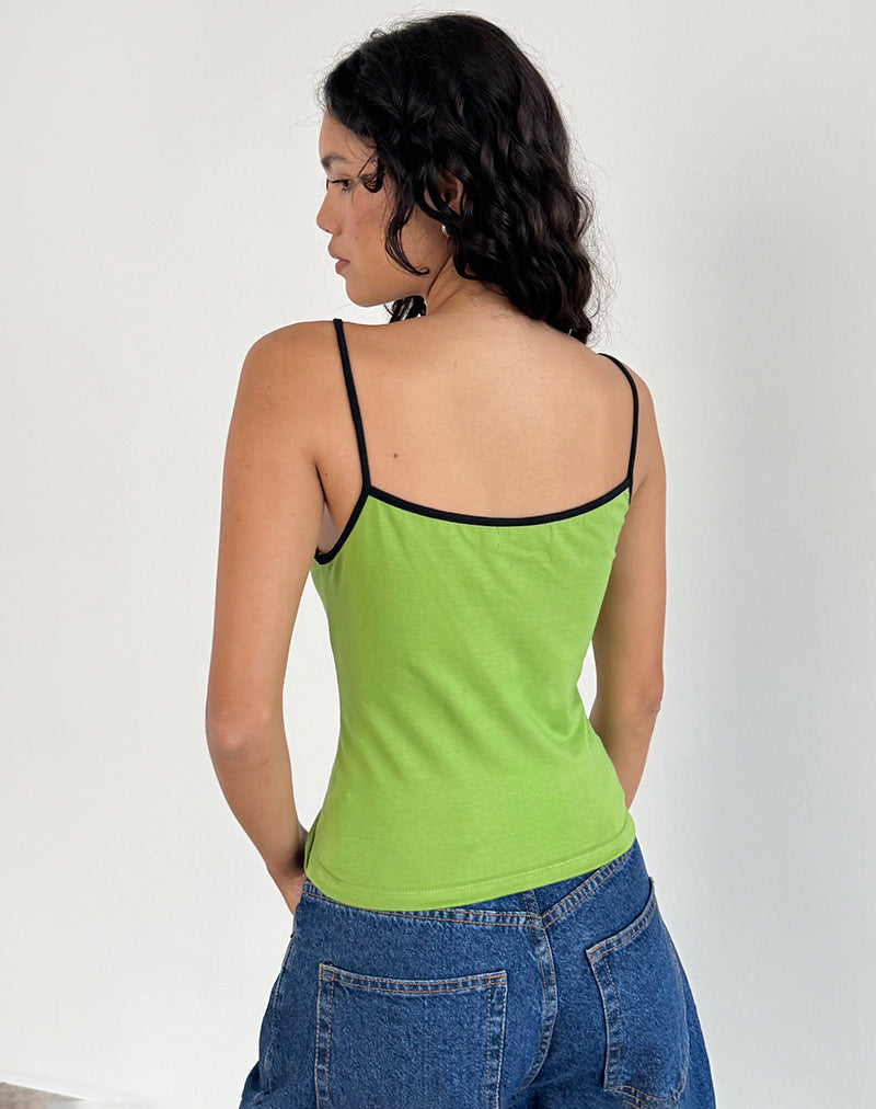 Image of Solani Top in Wasabi with Black Binding