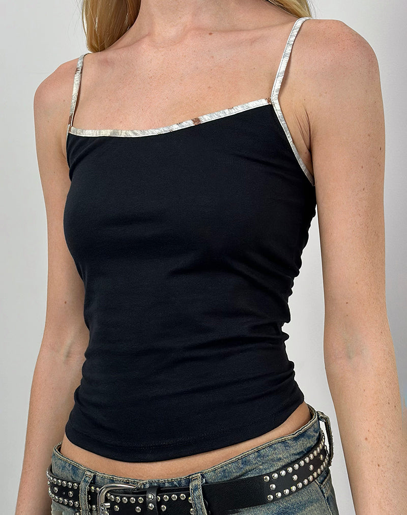 Image of Solani Top in Black with Bambi Animal Binding