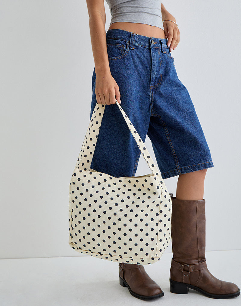 Image of Sota Polka Twill Bag in White and Black