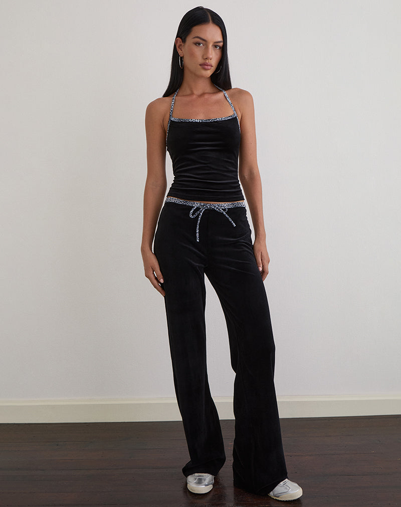 Image of Jalani Trouser in Black with Leopard Binding