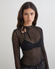 Image of Sonam Long Sleeve Keyhole Top in Polka Lace Black