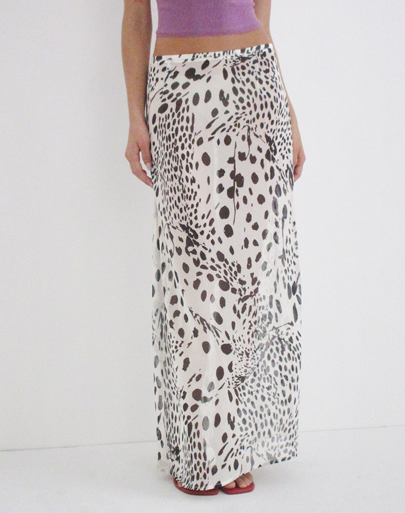 Sorena Maxi Skirt in Dalmatian Skin Black and Ivory